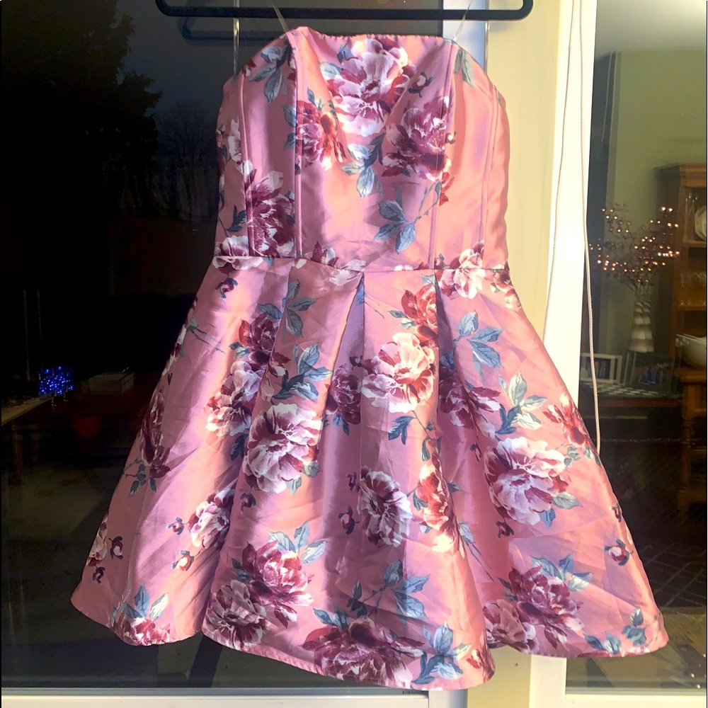 Floral strapless formal dress